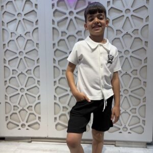 Kısa Kollu Beyaz Tişört ve Siyah Şort ‘2li Alt Üst Takım
