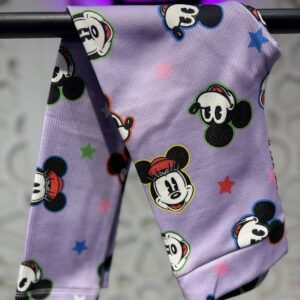 Mor Mickey Mouse Baskılı İçi Şardonlu Mevsimlik Tayt Kız Çocuk