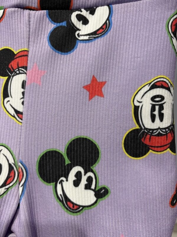 Mor Mickey Mouse Baskılı İçi Şardonlu Mevsimlik Tayt Kız Çocuk - Görsel 3