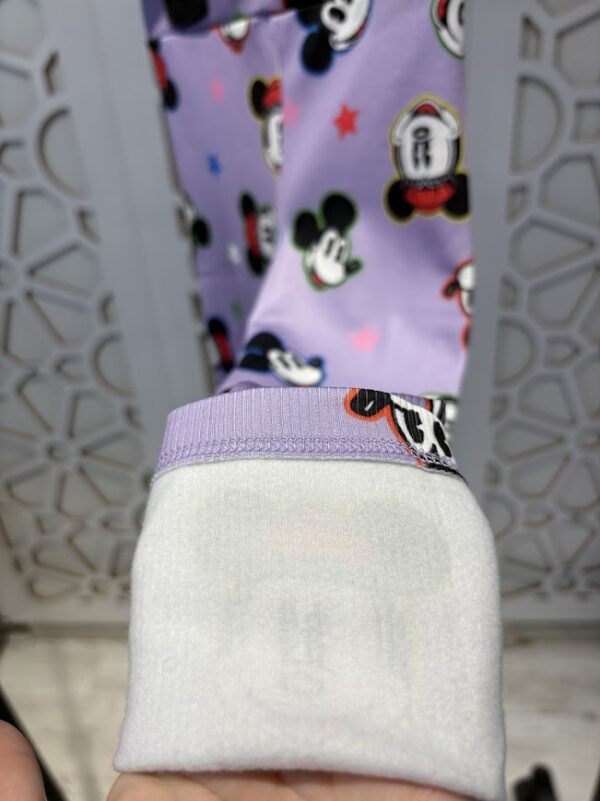 Mor Mickey Mouse Baskılı İçi Şardonlu Mevsimlik Tayt Kız Çocuk - Görsel 4